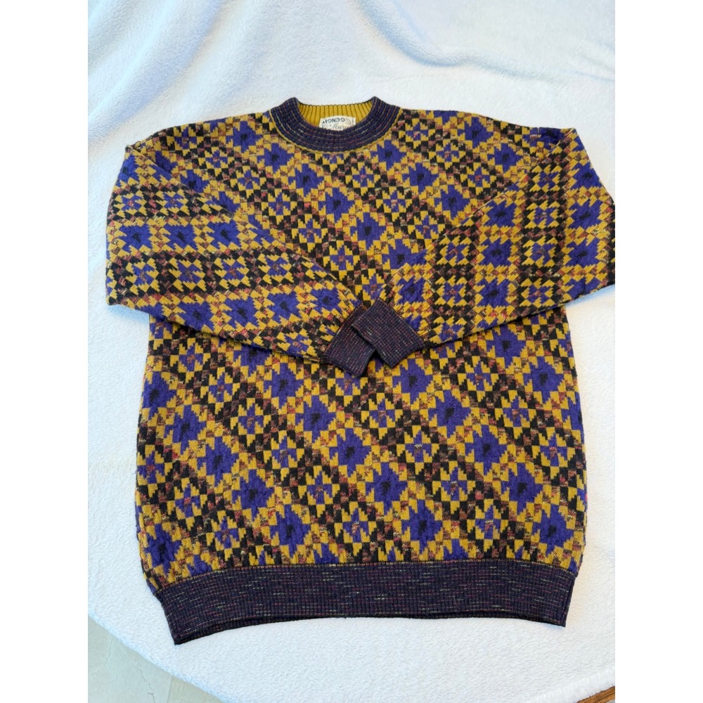 Mondo di Marco Vintage Mohair Wool Blend Geometric Sweater Made in Italy Large
